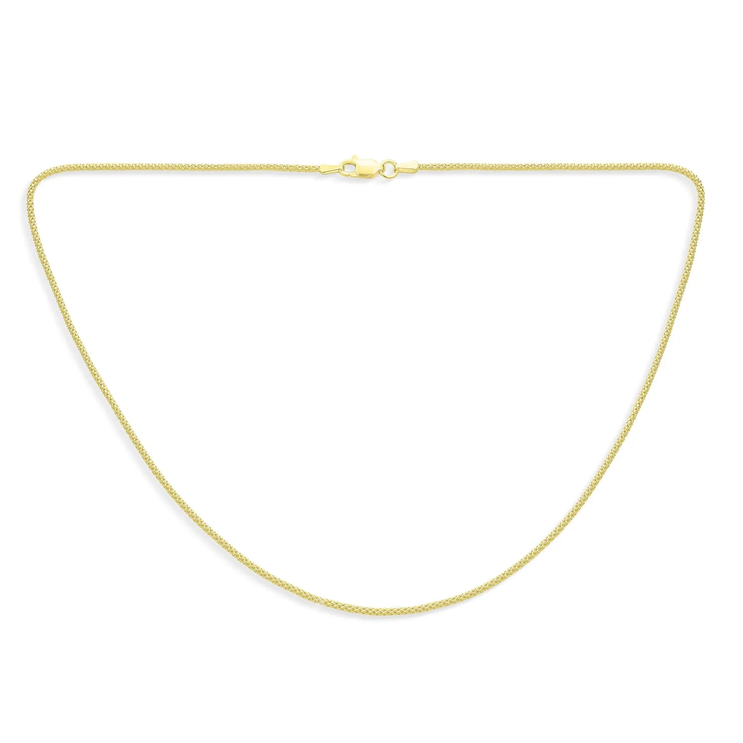 016 Gauge Bali Style Gold Plated Sterling Silver Popcorn Chain Necklace 16-24 Inch