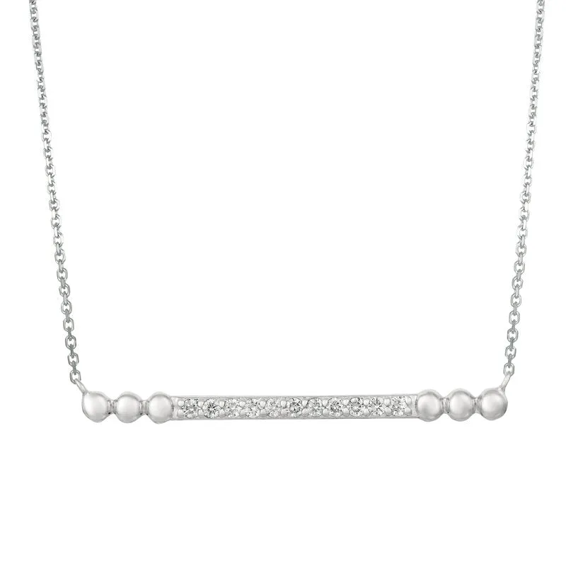 0.25 Carat Natural Diamond Bubble Bar Pendant Necklace 14K White Gold G SI 18'' chain