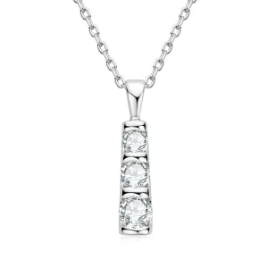0.6CTW. Round Cut Moissanite Bar Pendant Necklace