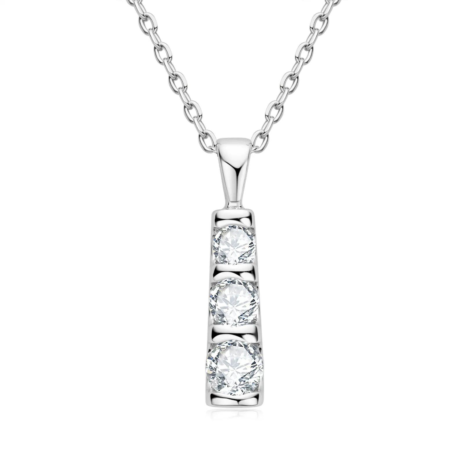 0.6CTW. Round Cut Moissanite Bar Pendant Necklace