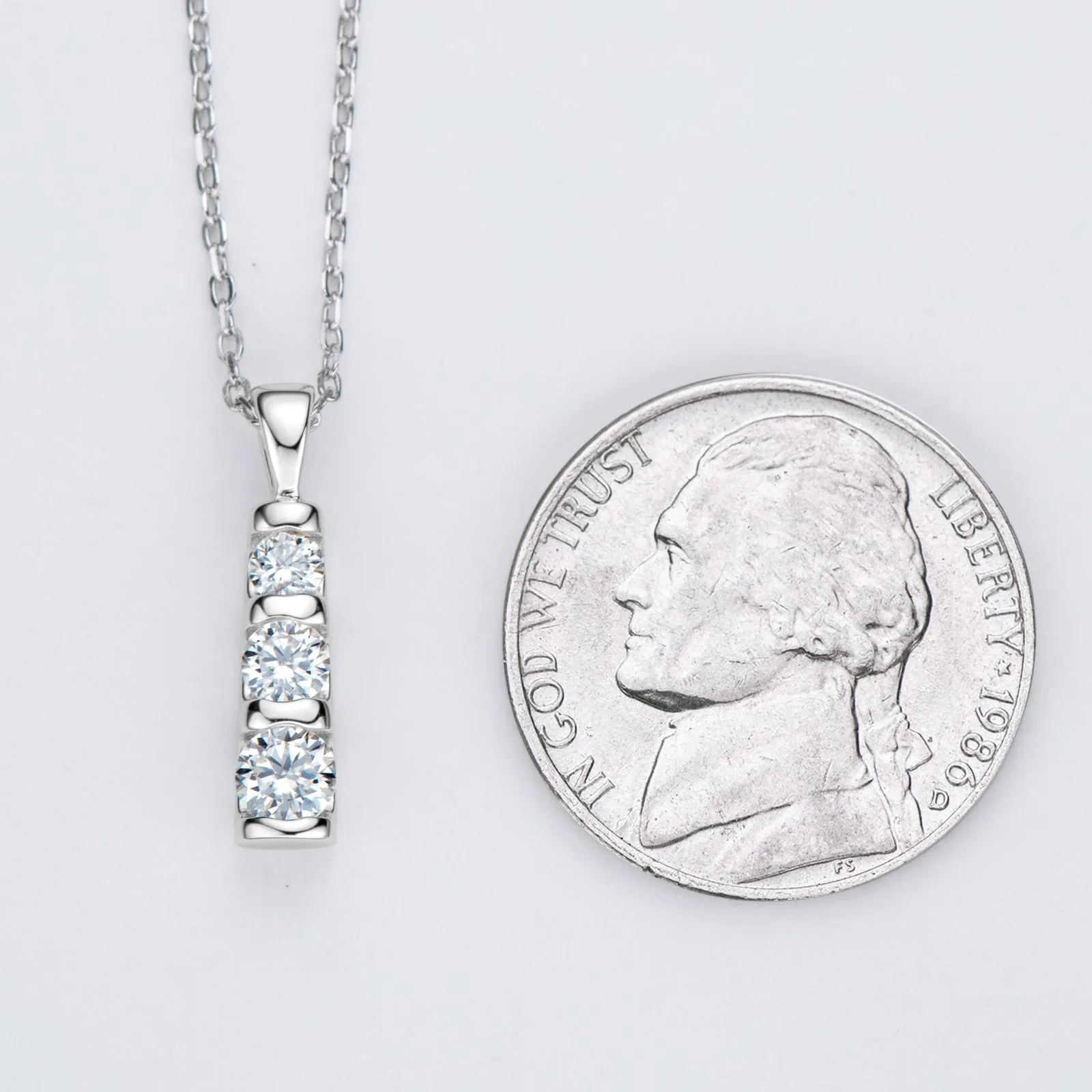 0.6CTW. Round Cut Moissanite Bar Pendant Necklace
