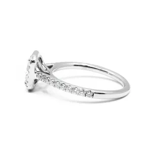 0.71ct Radiant Cut D Colour Diamond Halo Engagement Ring | Pre-Loved | Platinum