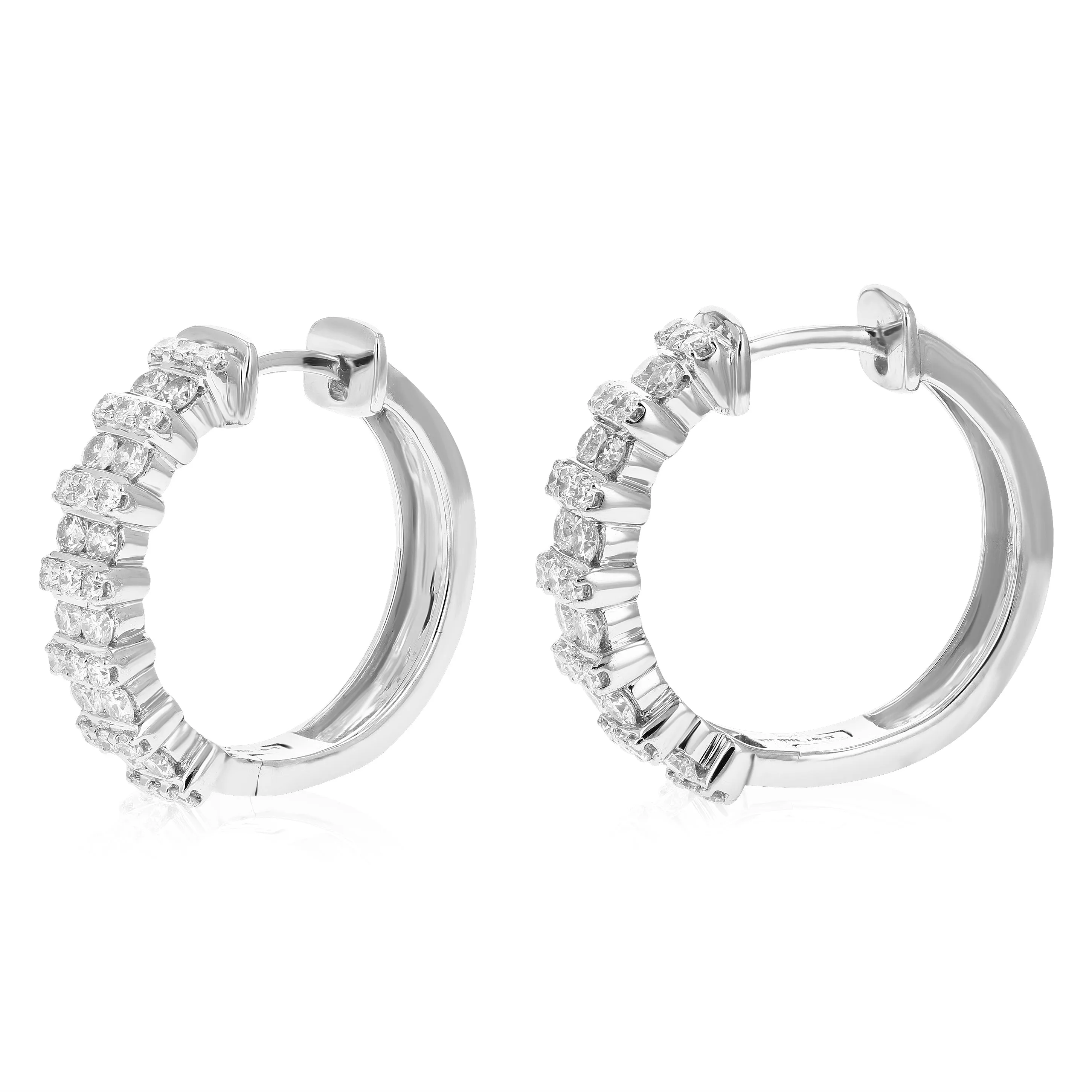 1 cttw Lab Grown Diamond Fashion Hoop Earrings in Sterling Silver