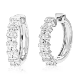 1 cttw Lab Grown Diamond Fashion Hoop Earrings in Sterling Silver