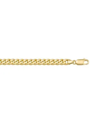 10k, 14k Yellow Gold Solid Flat Beveled Link Curb 6.0 mm Italian Bracelet