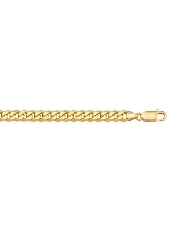 10k, 14k Yellow Gold Solid Flat Beveled Link Curb 6.0 mm Italian Bracelet