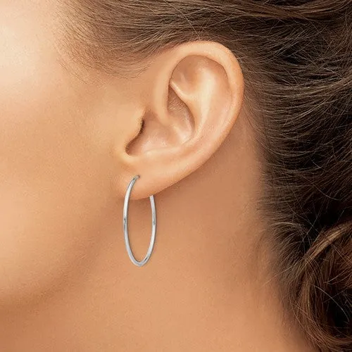 10K White Gold (1.0mm) Hoop  Sleeper Earrings (10mm - 50mm)