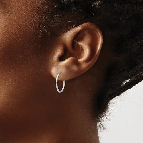 10K White Gold (1.0mm) Hoop  Sleeper Earrings (10mm - 50mm)