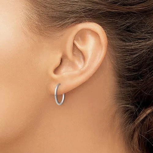 10K White Gold (1.0mm) Hoop  Sleeper Earrings (10mm - 50mm)