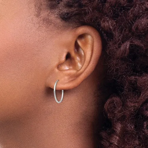 10K White Gold (1.0mm) Hoop  Sleeper Earrings (10mm - 50mm)