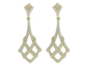 10K Yellow Gold .50cttw Diamond Art Deco Dangle Earrings