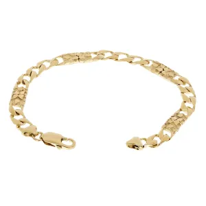 10k Yellow Gold Solid Cuban & Nugget Link Chain Bracelet 9" 6.5mm 13.8 grams