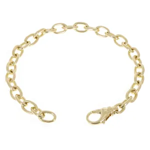 10k Yellow Gold Solid Oval Rolo Link Chain Bracelet 6.8 mm Various Lengths