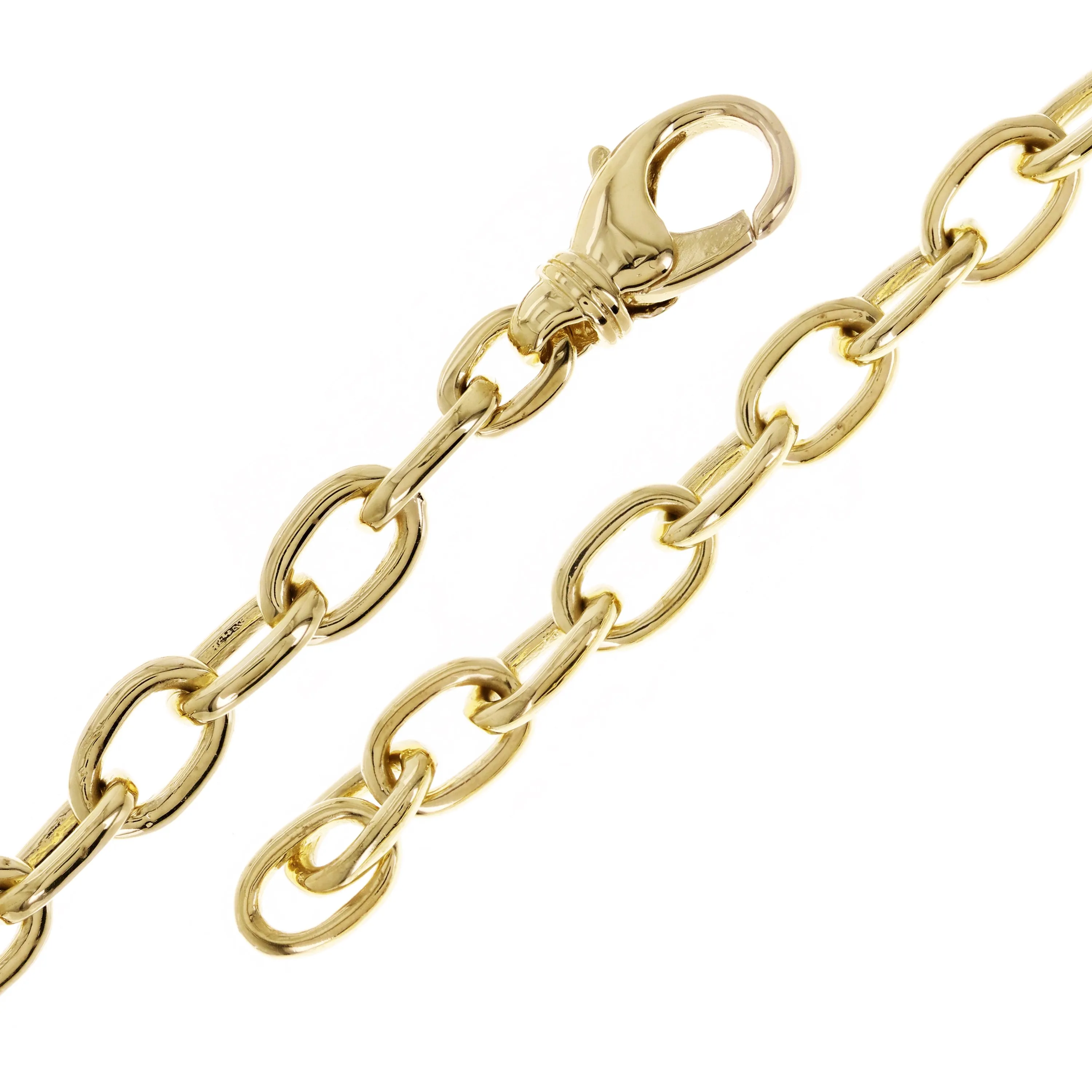 10k Yellow Gold Solid Oval Rolo Link Chain Bracelet 6.8 mm Various Lengths