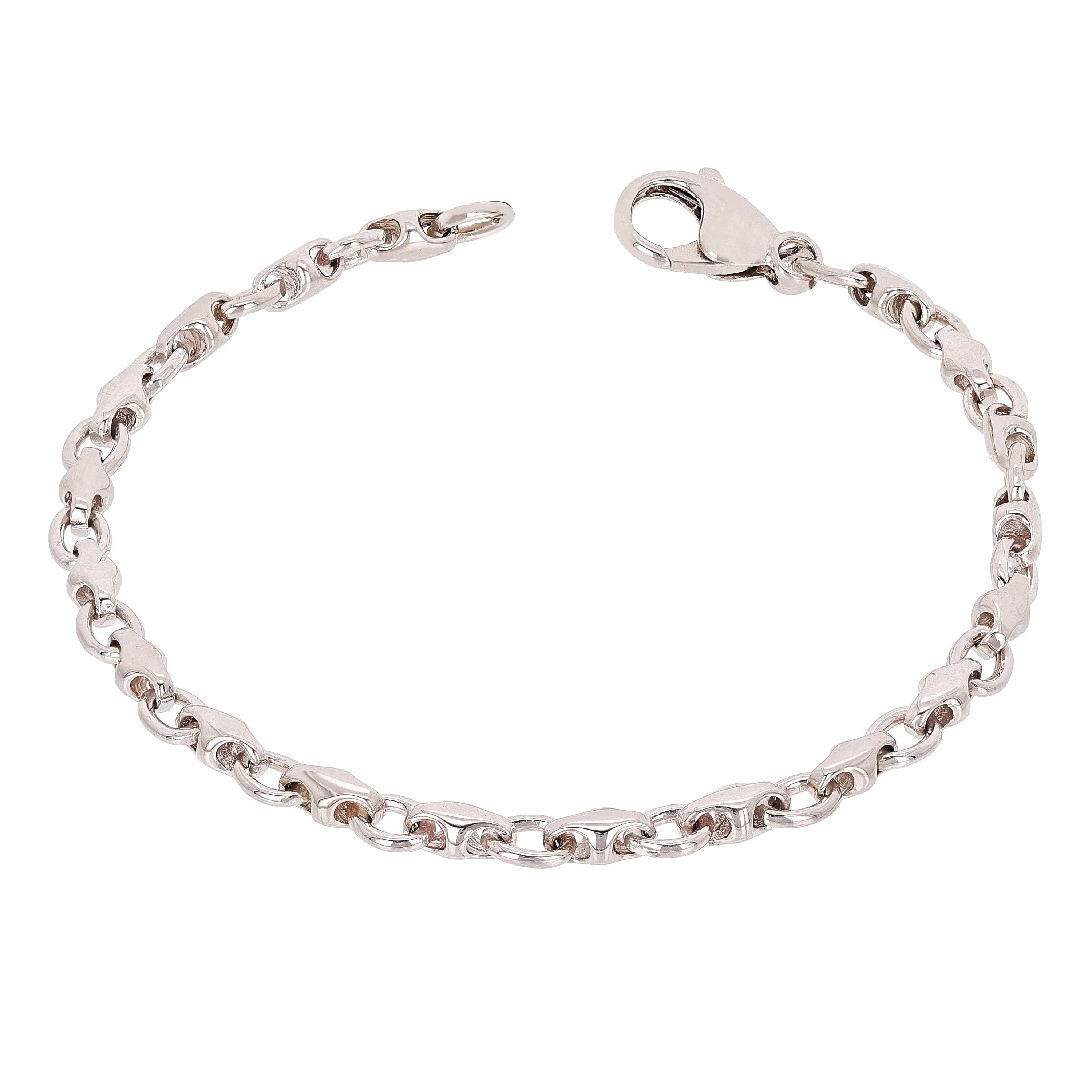 10k Yellow White or Rose Gold Handmade Fashion Link Bracelet 7" - 9" 4mm