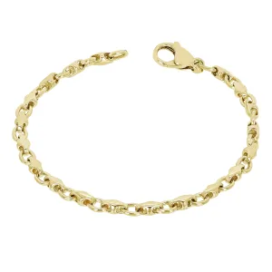 10k Yellow White or Rose Gold Handmade Fashion Link Bracelet 7" - 9" 4mm