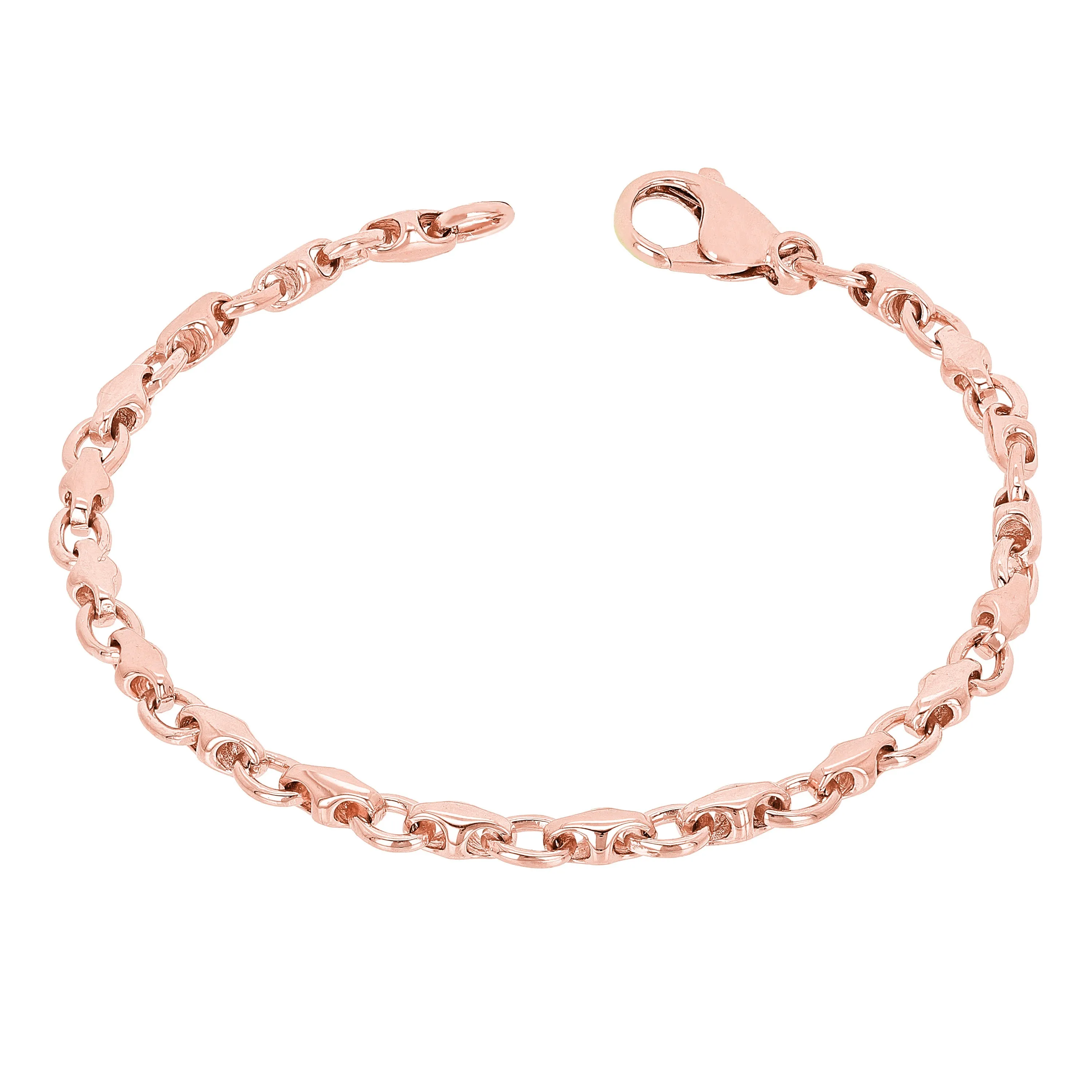 10k Yellow White or Rose Gold Handmade Fashion Link Bracelet 7" - 9" 4mm