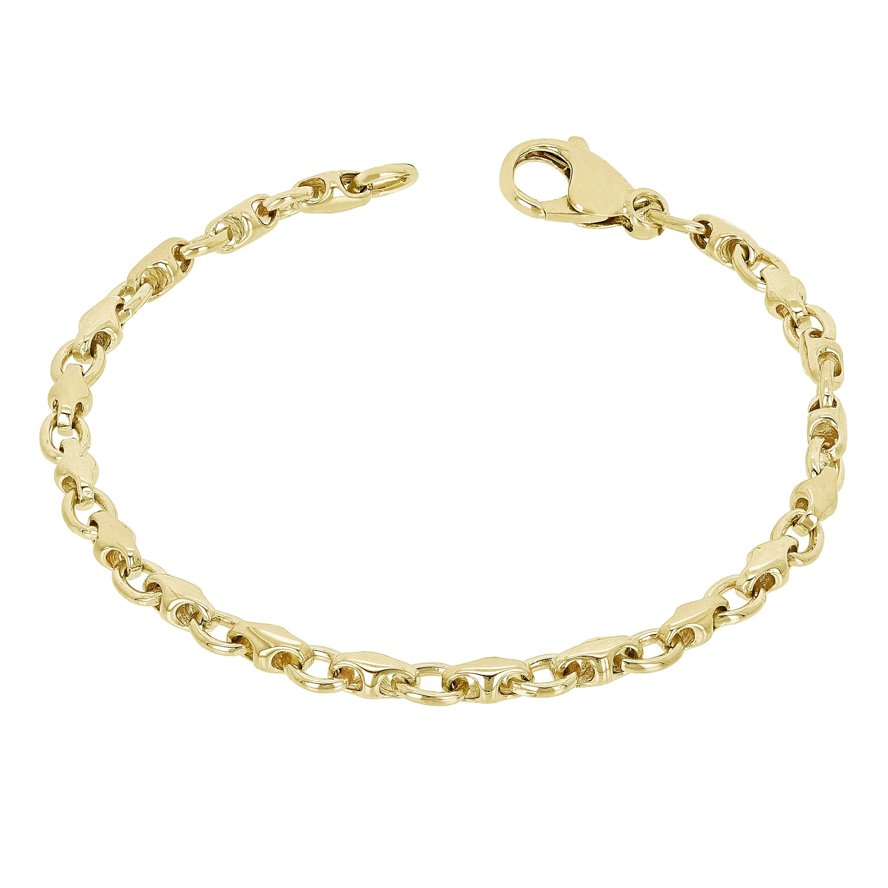 10k Yellow White or Rose Gold Handmade Fashion Link Bracelet 7" - 9" 4mm