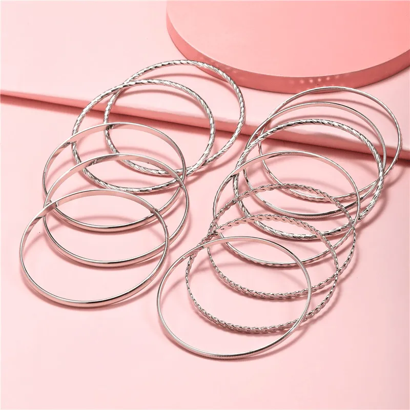 12pcs Slim Multilayer Wide Wrap Bracelets for Women Men