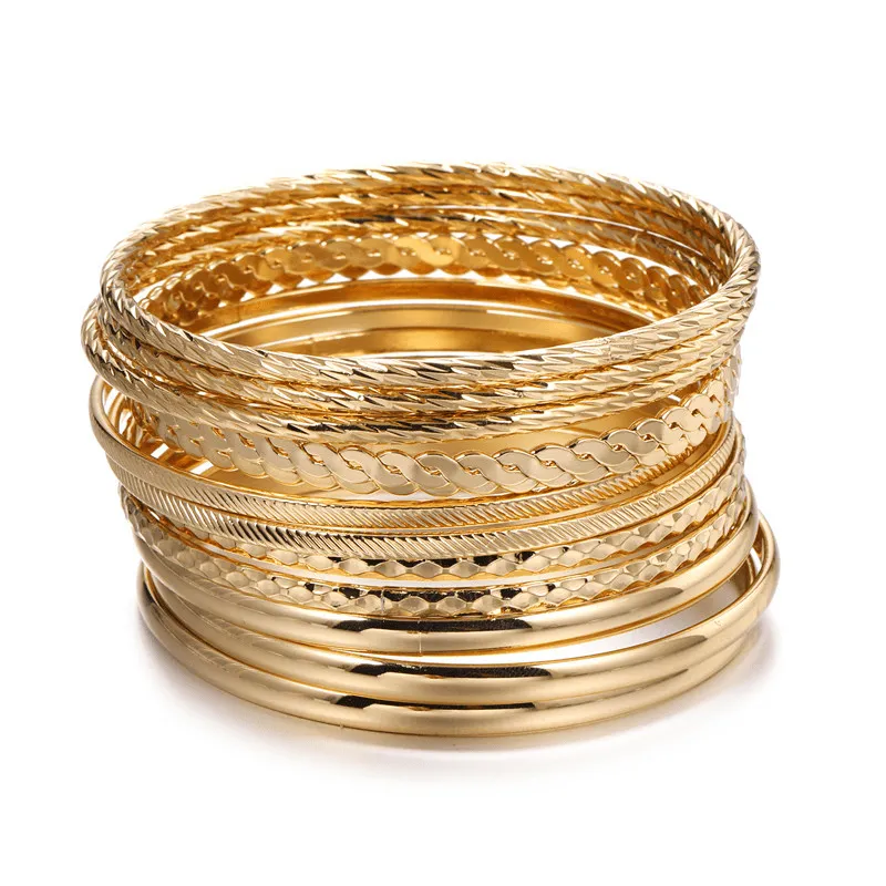 12pcs Slim Multilayer Wide Wrap Bracelets for Women Men