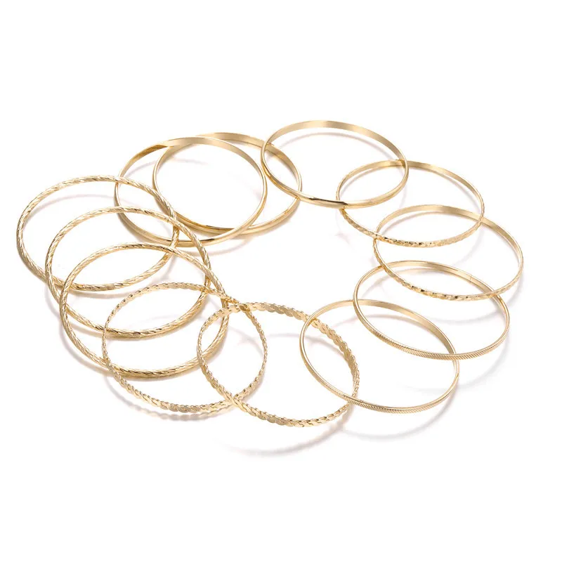12pcs Slim Multilayer Wide Wrap Bracelets for Women Men