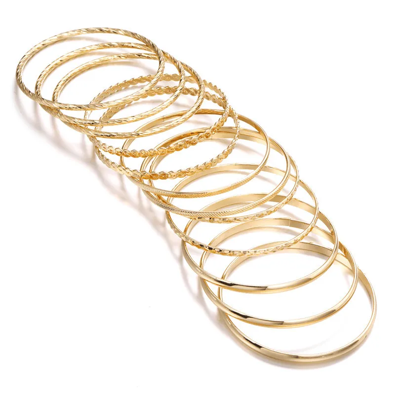 12pcs Slim Multilayer Wide Wrap Bracelets for Women Men