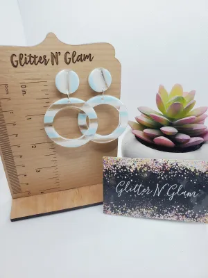 1338 Resin Striped Open Circle Dangle Earrings