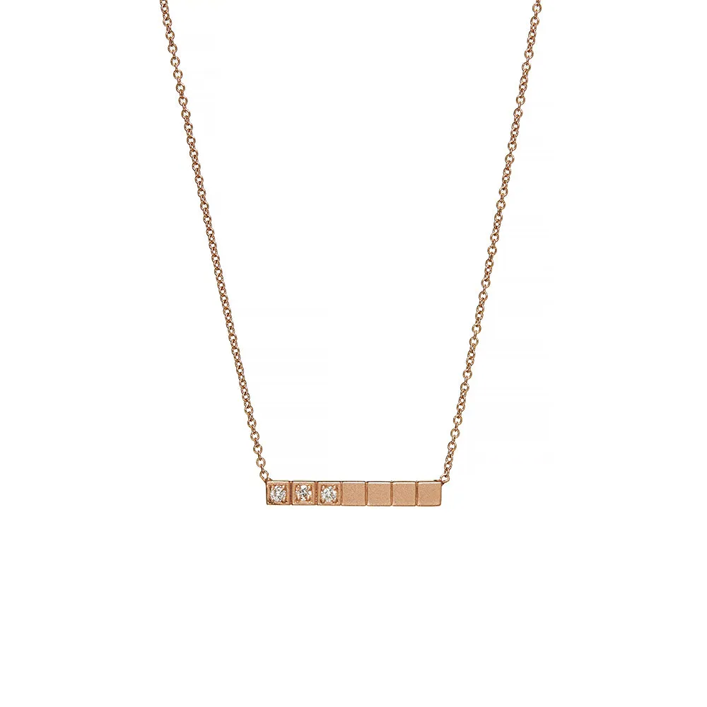 14 Karat Rose Gold Bar Diamond Necklace