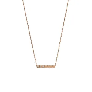 14 Karat Rose Gold Bar Diamond Necklace