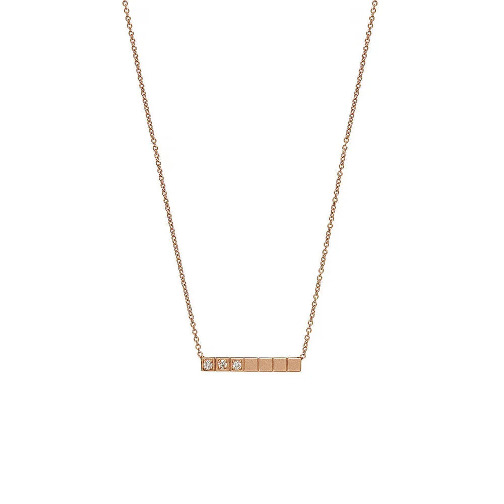 14 Karat Rose Gold Bar Diamond Necklace