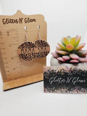 1413 Leopard Print Mama Dangle Earrings