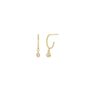 14k Dangling Opal Huggie Hoops | October Birthstone