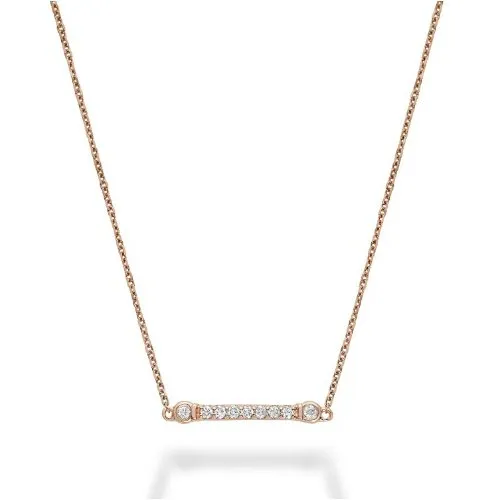 14K Gold (0.08ct) Diamond Bezel Bar Necklace