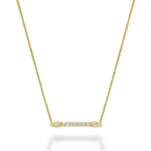 14K Gold (0.08ct) Diamond Bezel Bar Necklace