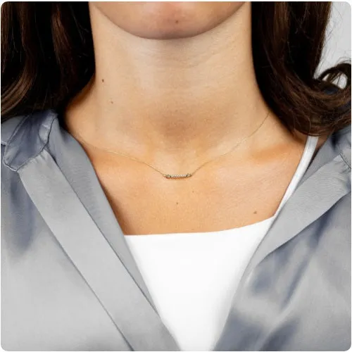 14K Gold (0.08ct) Diamond Bezel Bar Necklace