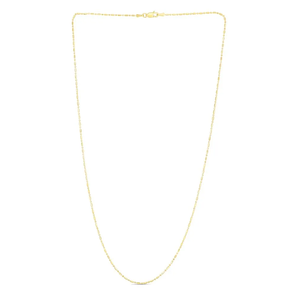 14K Gold 1.1mm Diamond Cut Bar and Bead Chain