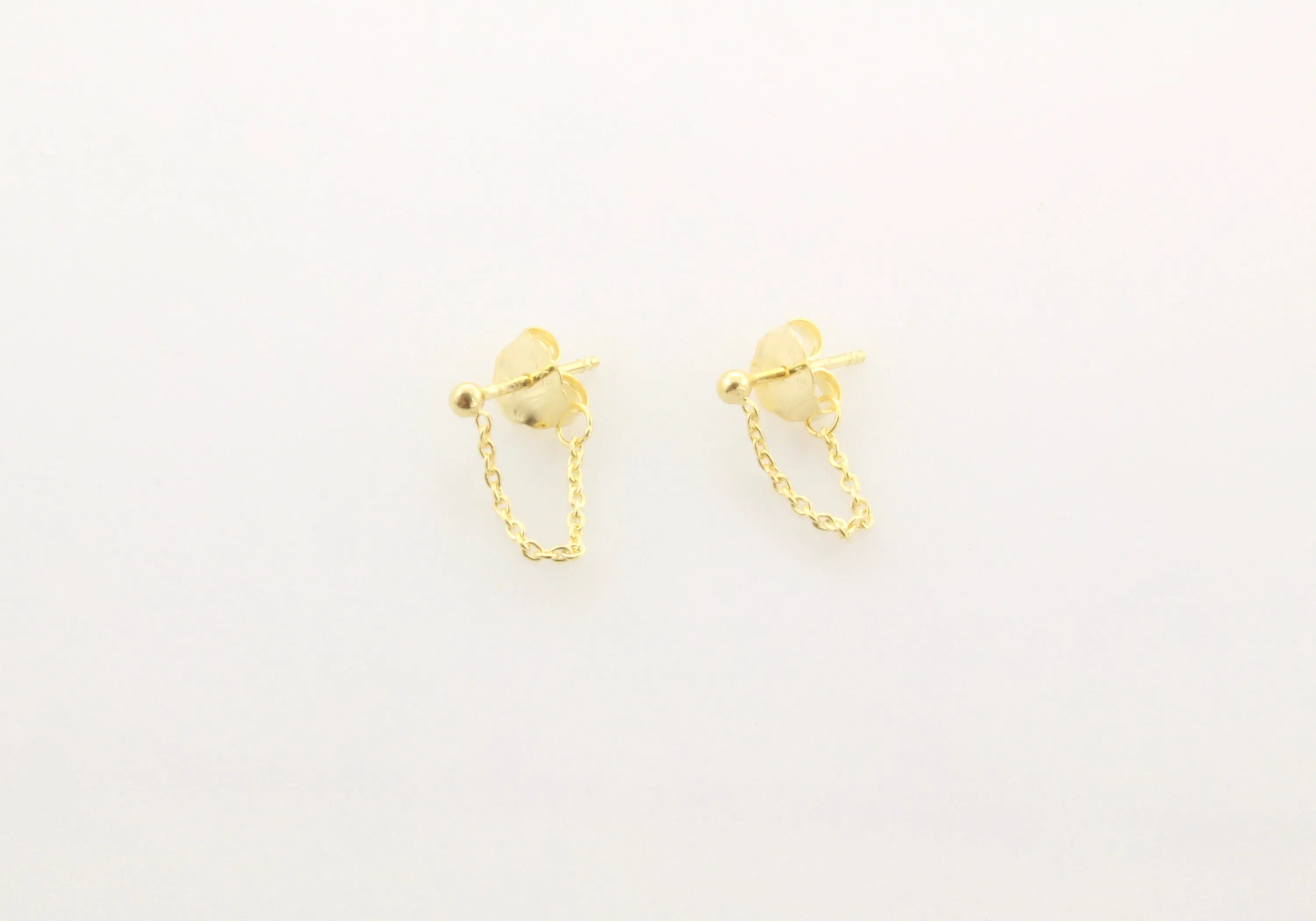 14K Gold Ball & Chain Earrings