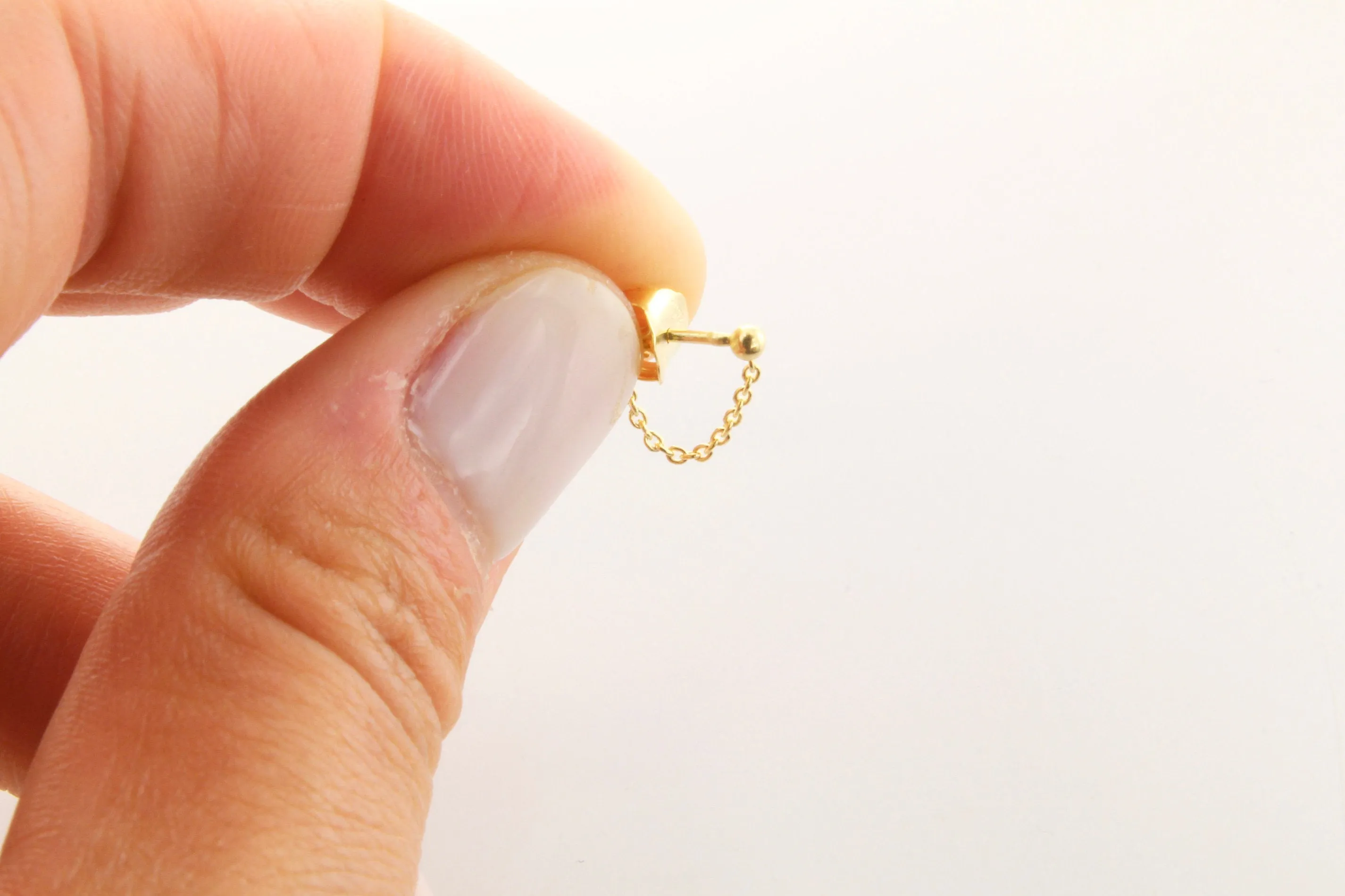 14K Gold Ball & Chain Earrings
