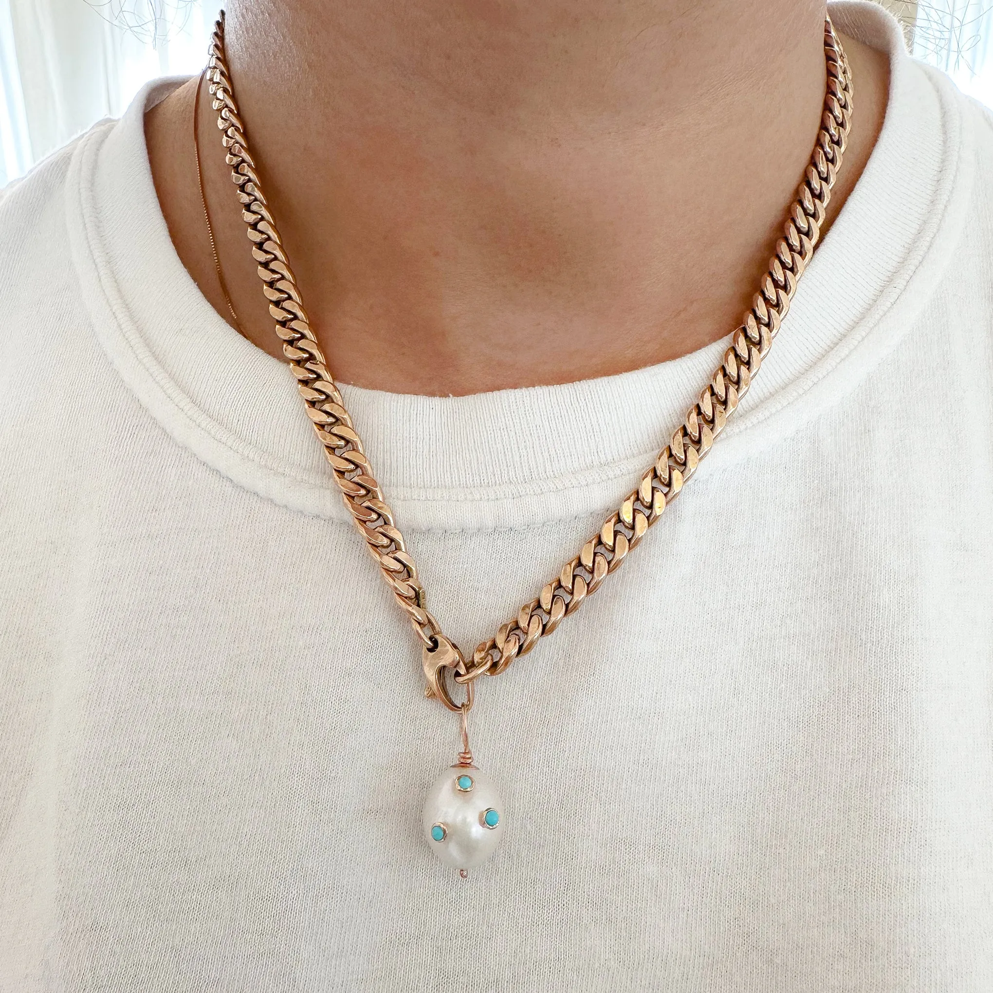 14K Gold Flat Cuban Link Chain Necklace, 6mm Width