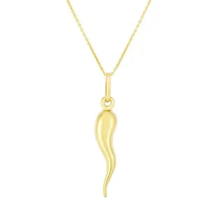 14K Gold Italian Horn 18" Necklace