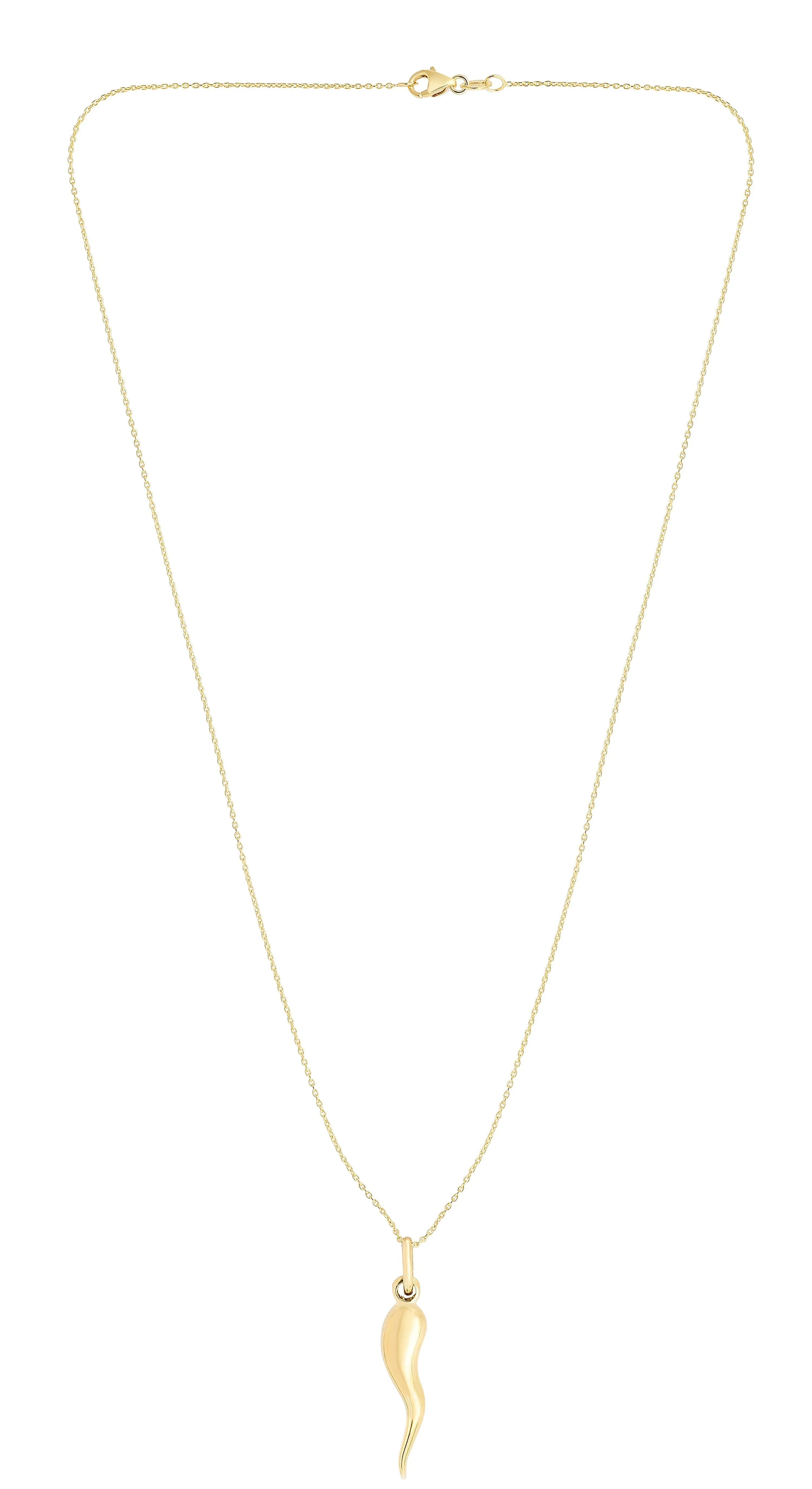 14K Gold Italian Horn 18" Necklace