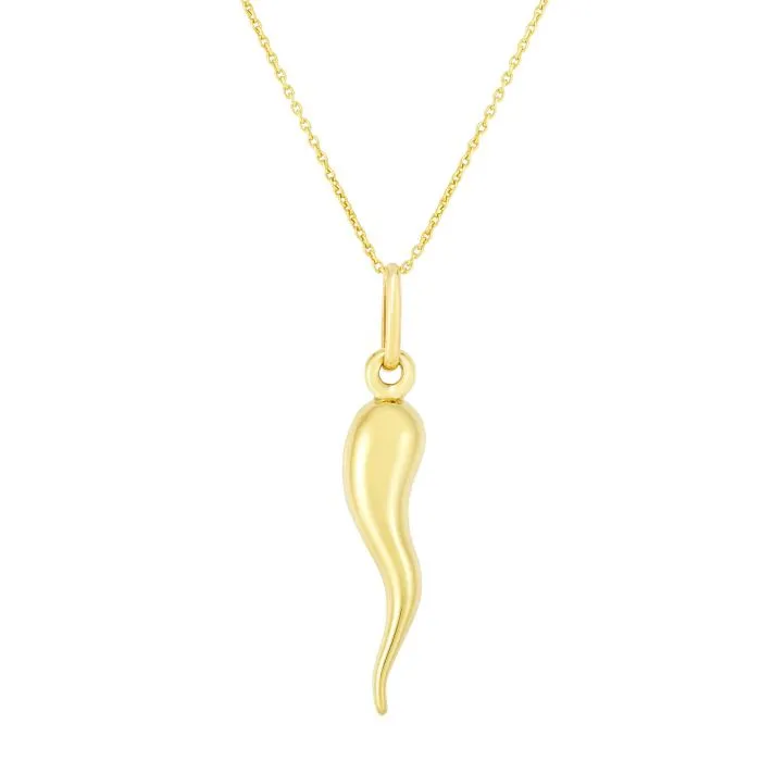 14K Gold Italian Horn 18" Necklace