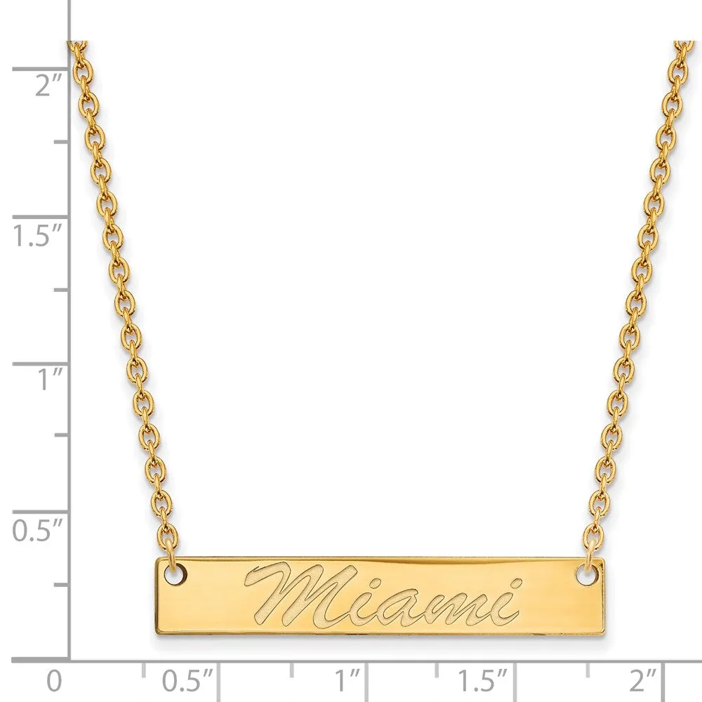 14k Gold Miami University Ohio Small Bar 18 inch Necklace