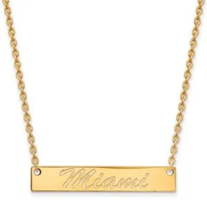 14k Gold Miami University Ohio Small Bar 18 inch Necklace