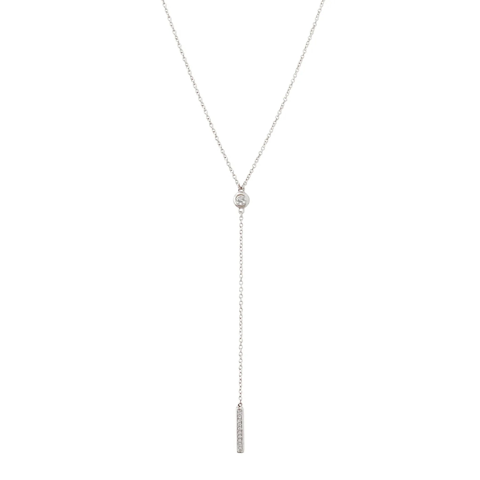 14K Gold Pavé Diamond Lariat Drop Necklace