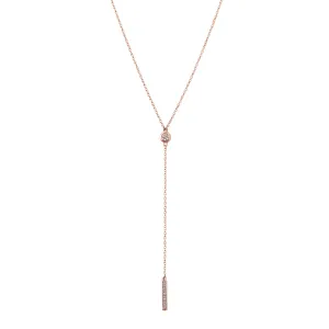 14K Gold Pavé Diamond Lariat Drop Necklace