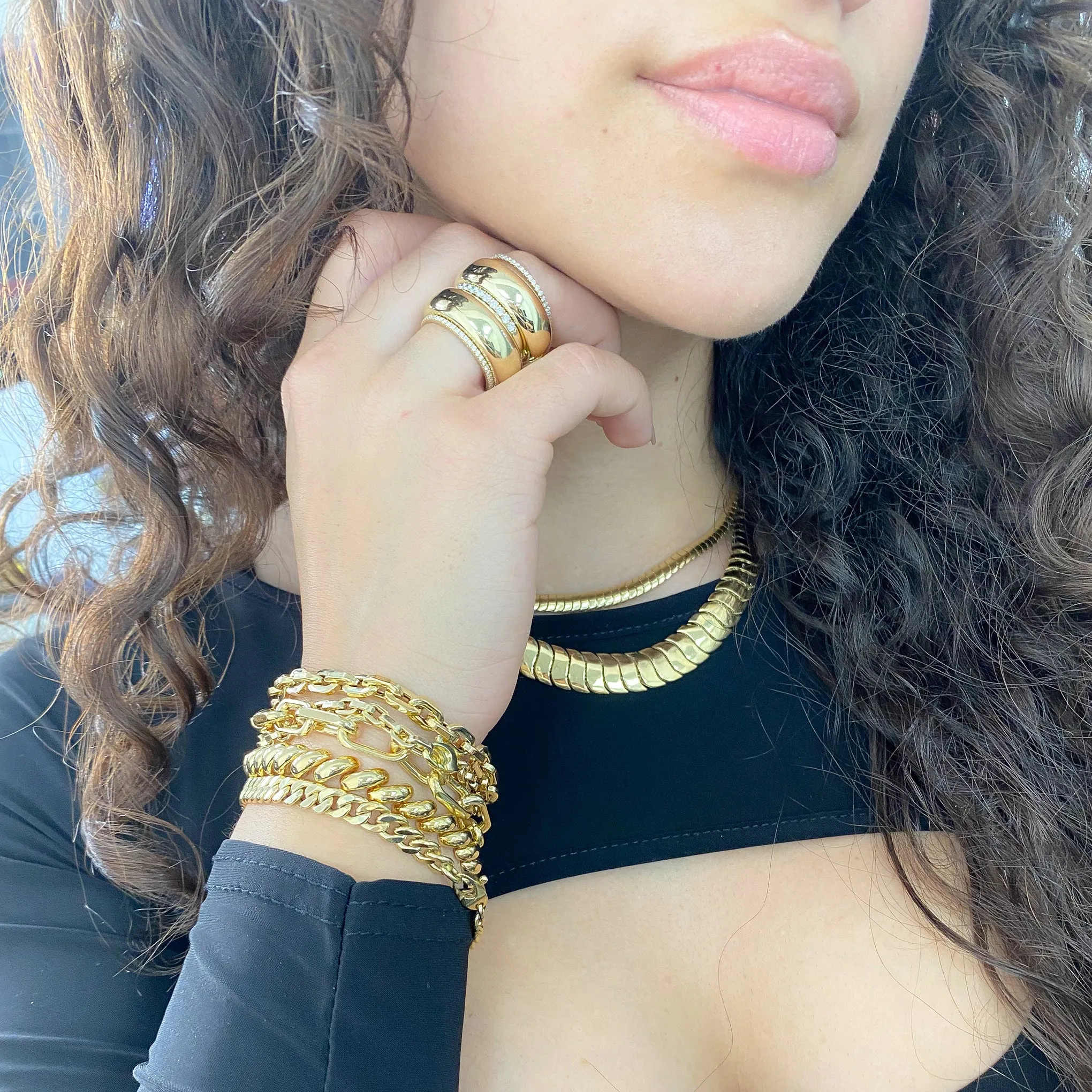 14K Gold Thick Solid Oval Link Bracelet ~ Large Links