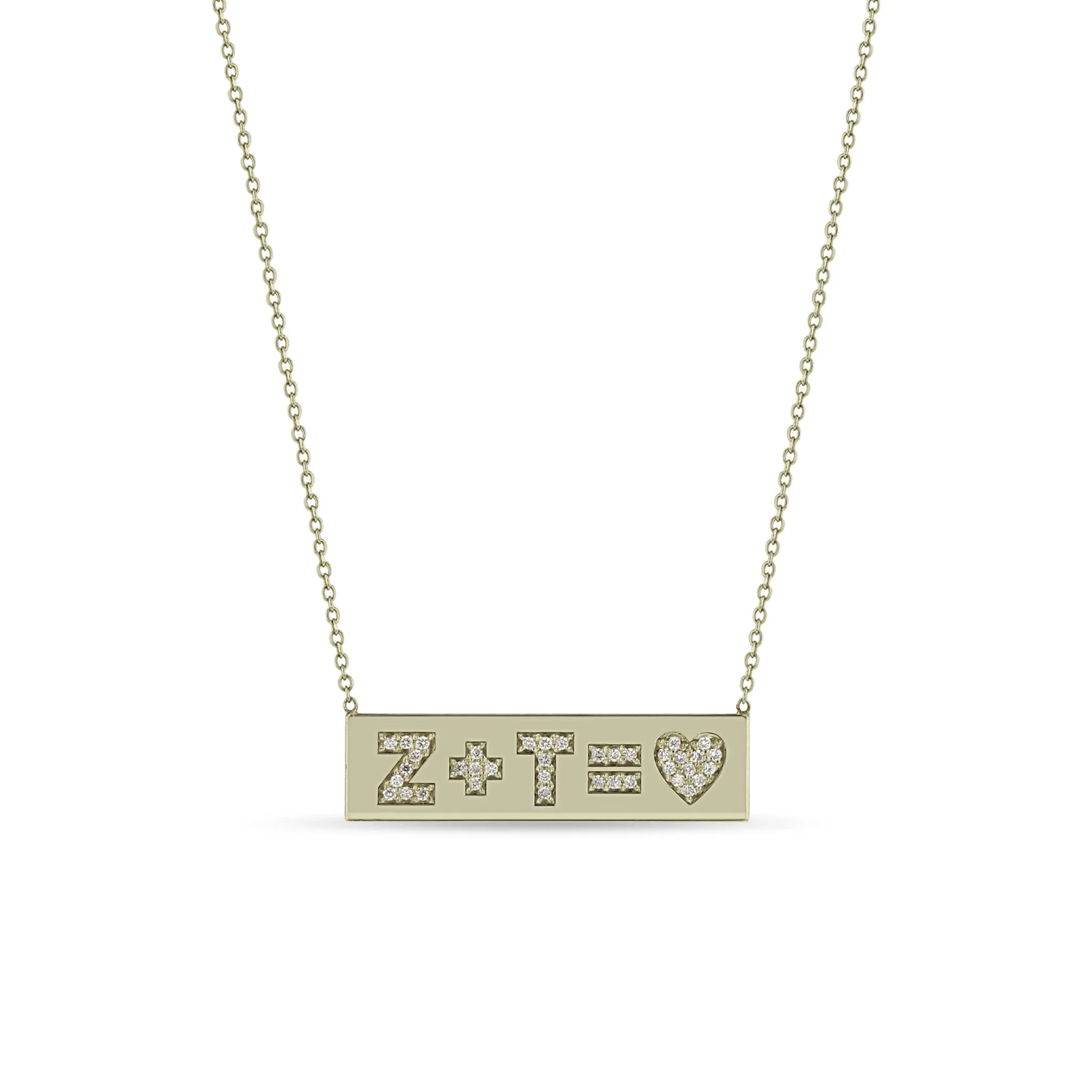 14k Pavé Diamond Heart Equation ID Necklace