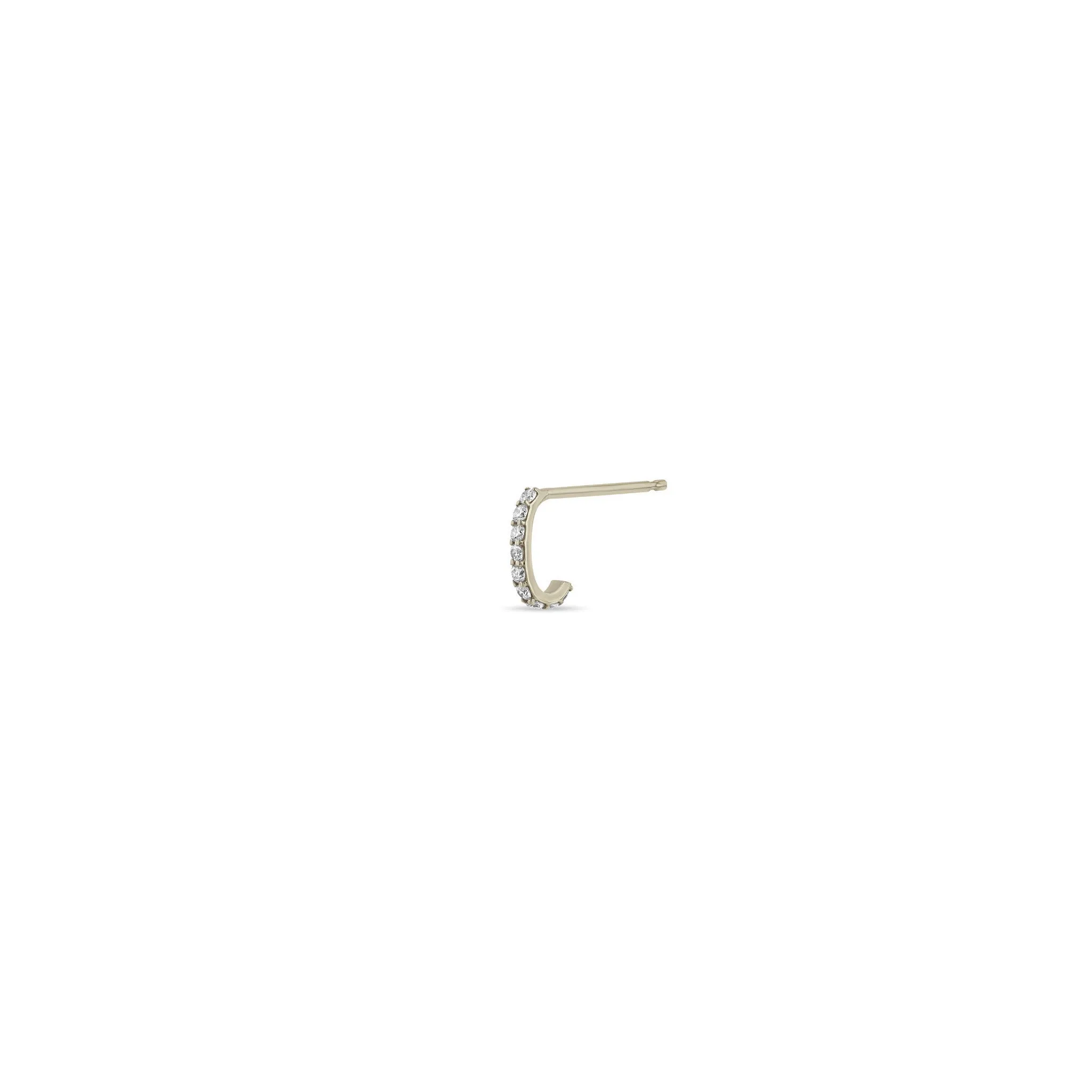 14k Pavé Diamond Rectangle Bar Huggie Hoops
