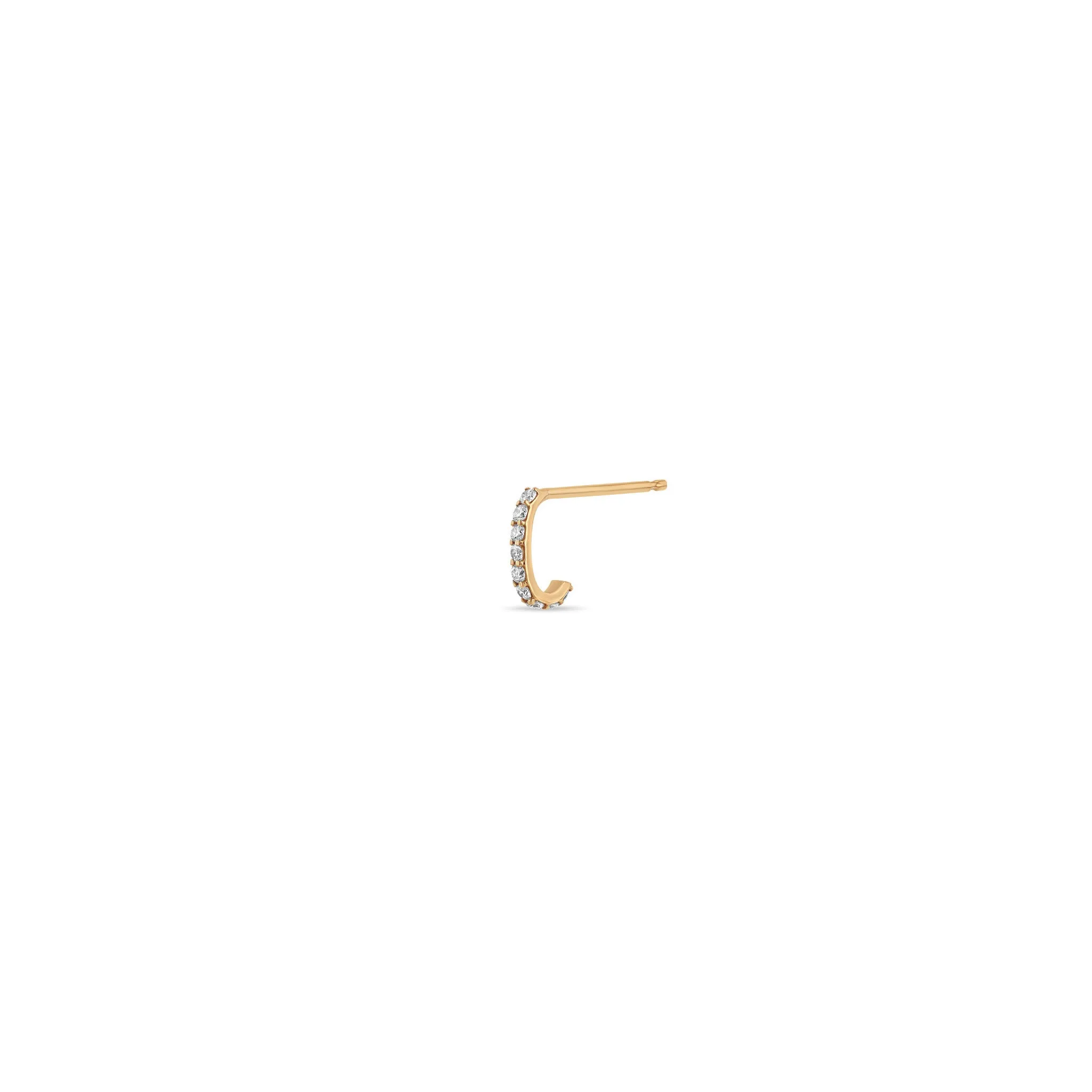 14k Pavé Diamond Rectangle Bar Huggie Hoops